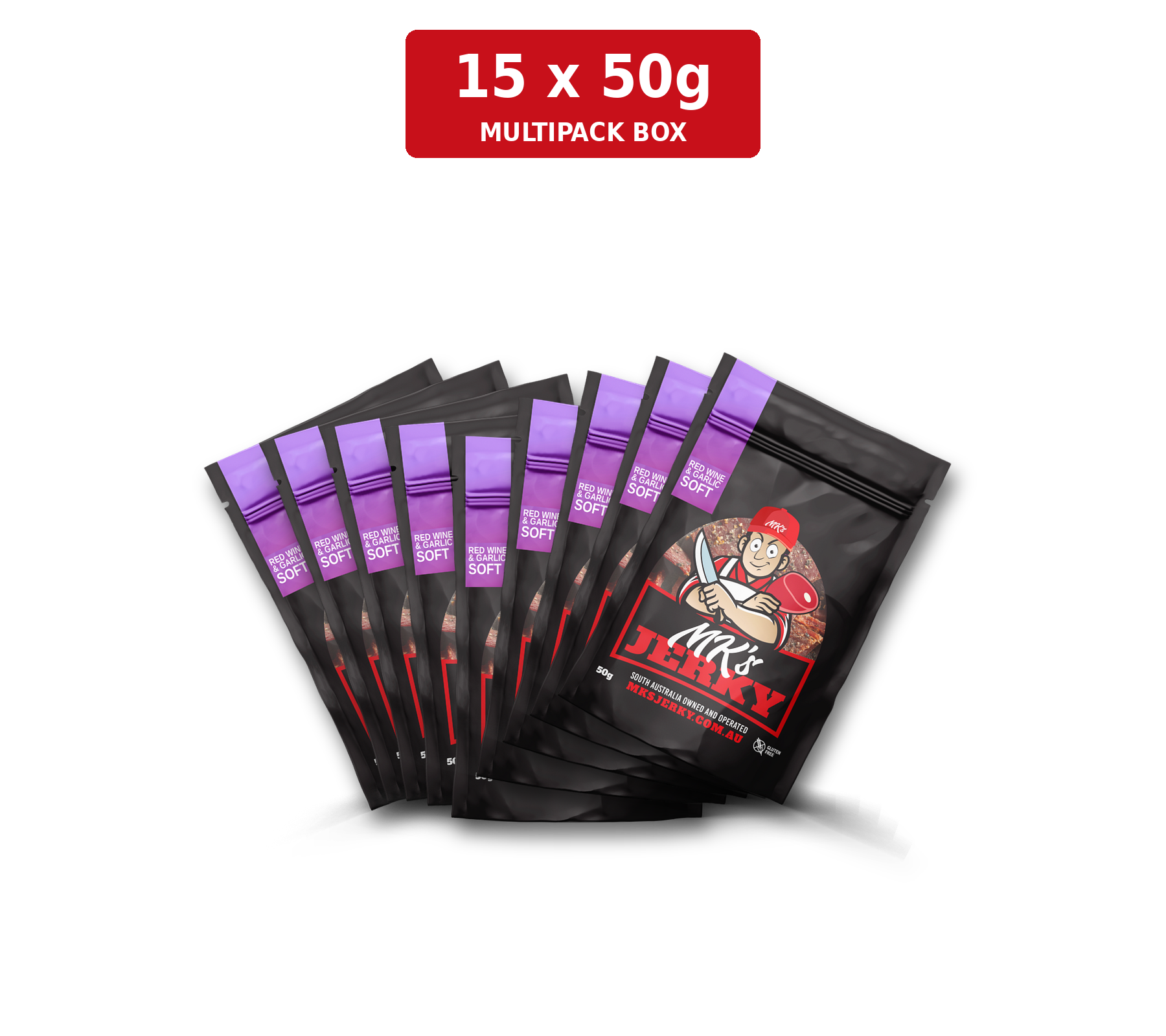 MK's Red Wine & Garlic Soft Jerky 15 x 50g Box