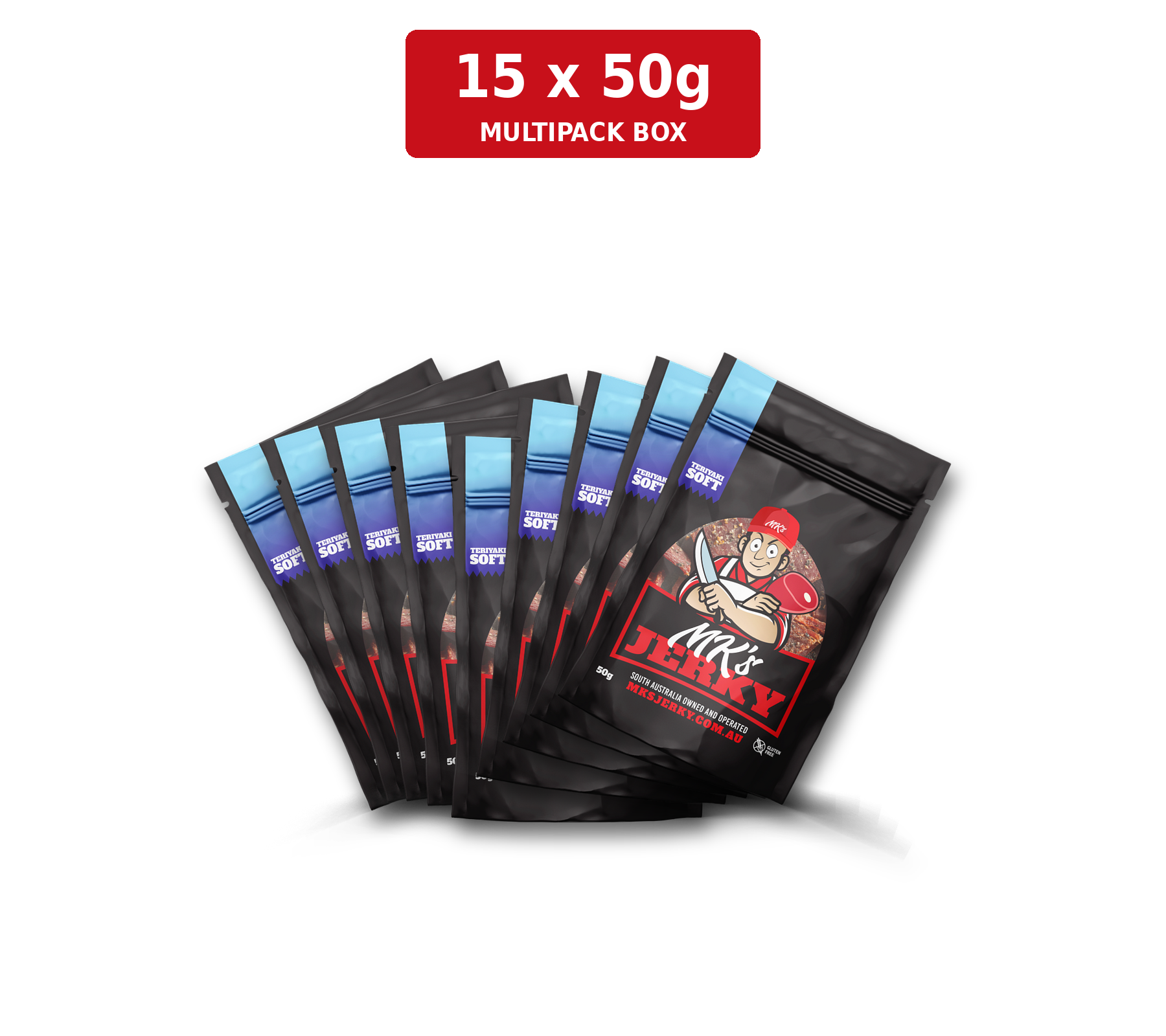 MK's Soft Teriyaki Beef Jerky 15 x 50g Box